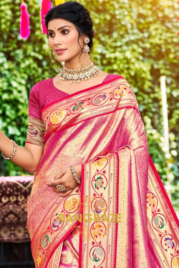 Pink_Paithani_Silk_Saree_For_Women