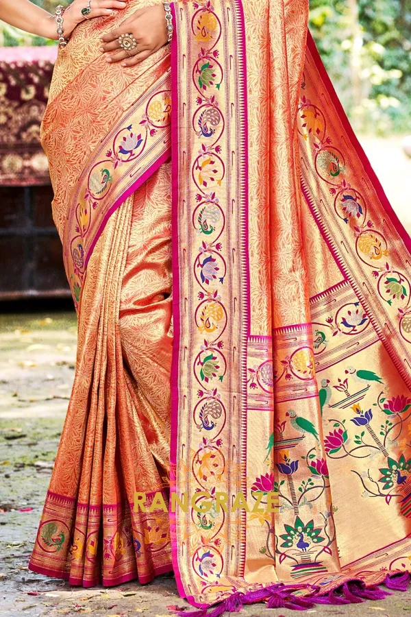 Orange_Paithani_Silk_Saree_For_Women