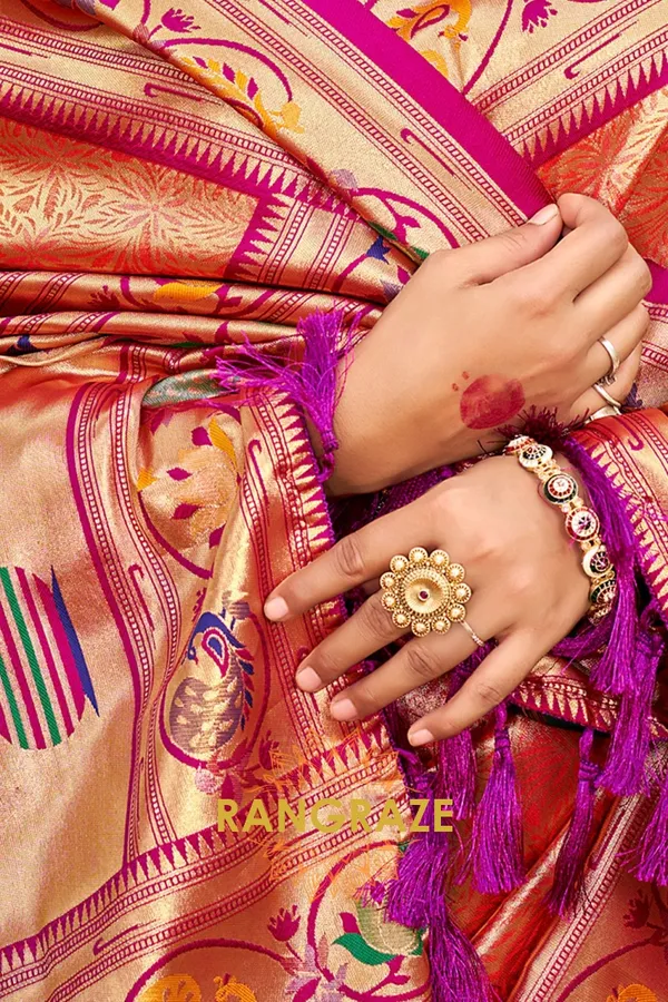 Orange_Paithani_Silk_Saree_For_Women