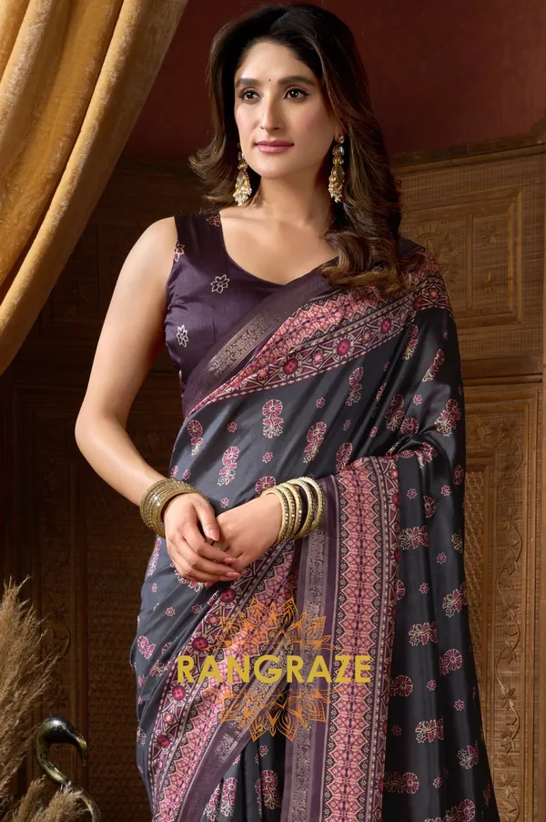 WINE_AJRAKH_PRINT_SOFT_SILK_SAREE