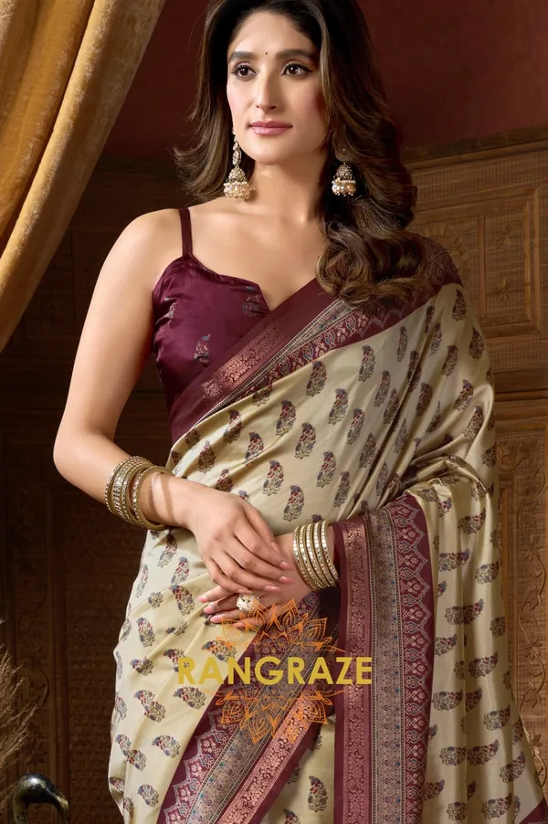 IVORY_AJRAKH_PRINT_SOFT_SILK_SAREE
