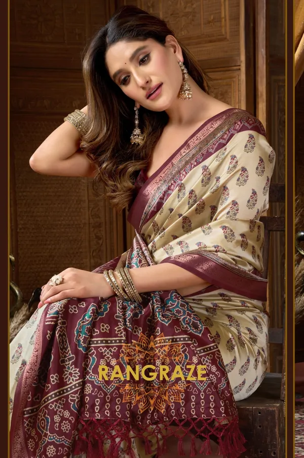 IVORY_AJRAKH_PRINT_SOFT_SILK_SAREE