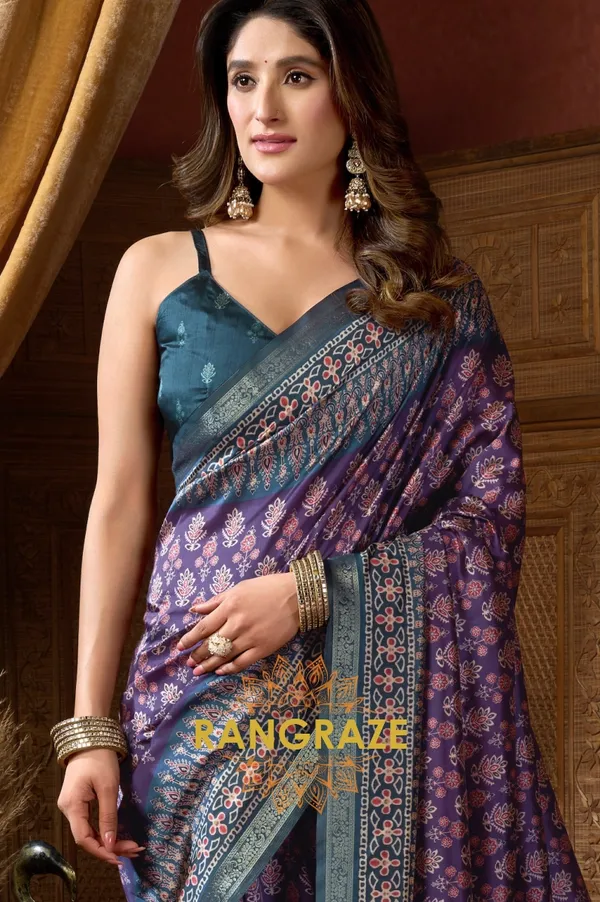 PURPLE_AJRAKH_PRINT_SOFT_SILK_SAREE