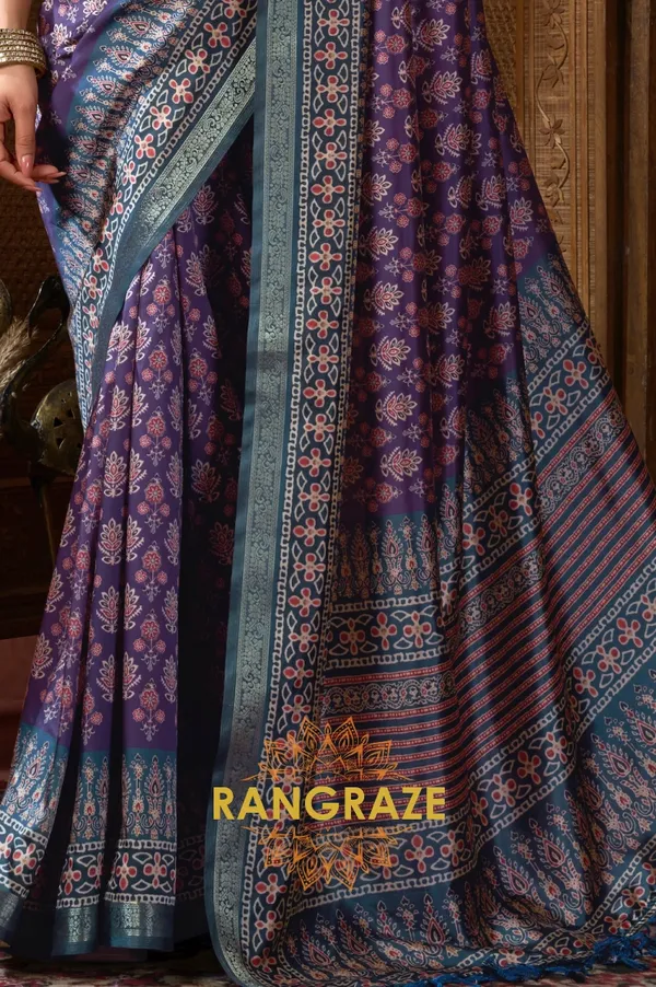 PURPLE_AJRAKH_PRINT_SOFT_SILK_SAREE