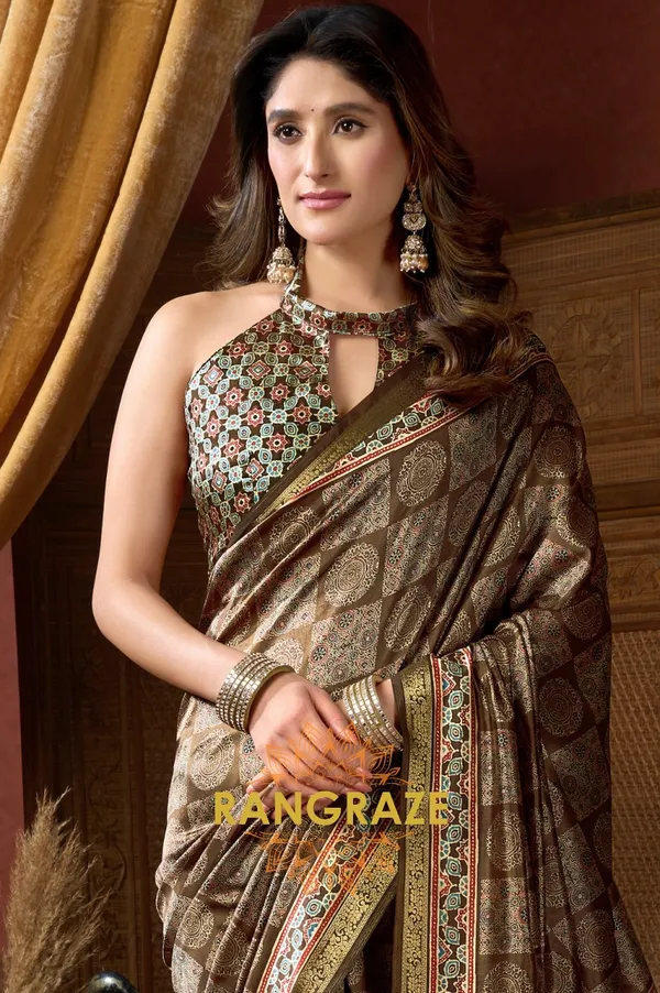 GOLDEN_AJRAKH_PRINT_SOFT_SILK_SAREE