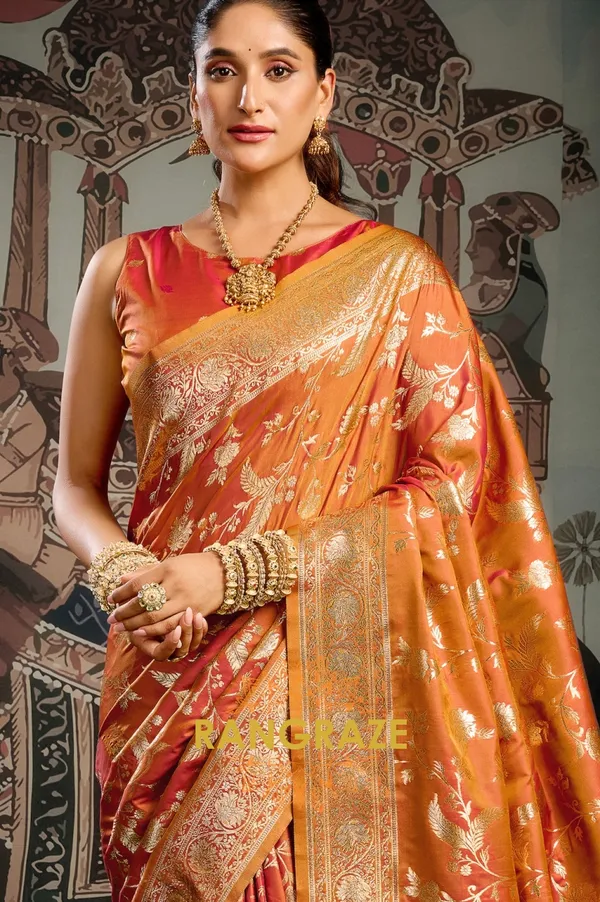 ROYAL_ORANGE_BANARASI_SOFT_SILK_SAREE