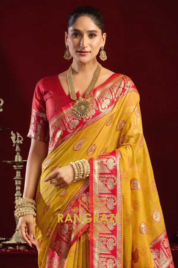 GOLDEN_YELLOW_ELEGANT_MODAL_SILK_BANARASI_SAREE