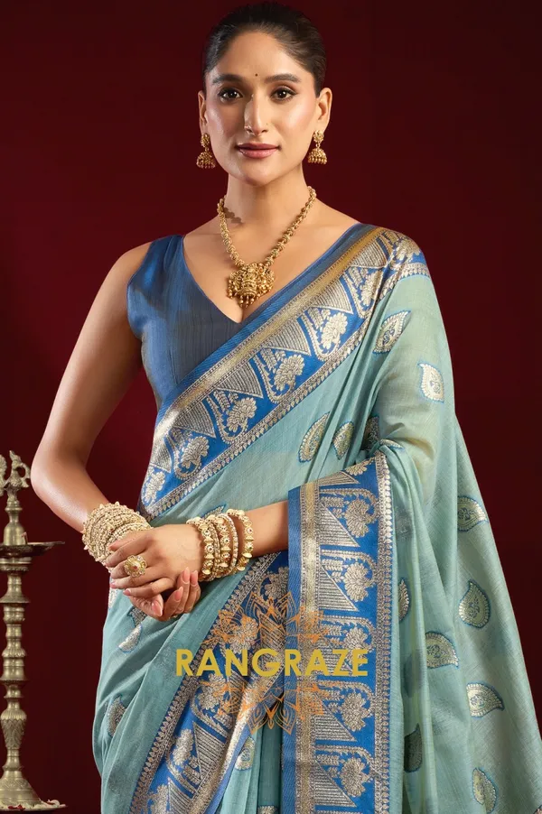 TURQUOISE_BLUE_ELEGANT_MODAL_SILK_BANARASI_SAREE