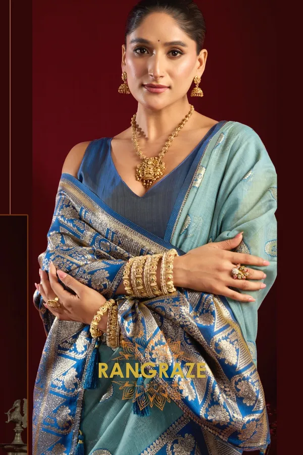 TURQUOISE_BLUE_ELEGANT_MODAL_SILK_BANARASI_SAREE