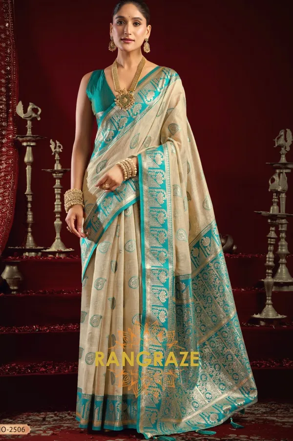 IVORY_ELEGANT_MODAL_SILK_BANARASI_SAREE