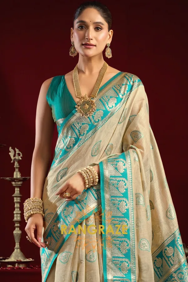 IVORY_ELEGANT_MODAL_SILK_BANARASI_SAREE