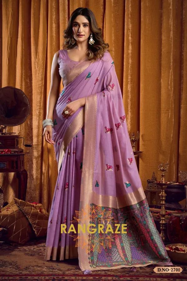 PURPLE_KHADI_BANARASI_COTTON_SAREE_WITH_RICH_BROCADE_BLOUSE