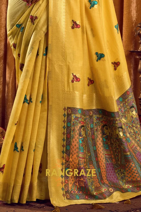 GOLDEN_YELLOW_KHADI_BANARASI_COTTON_SAREE_WITH_RICH_BROCADE_BLOUSE