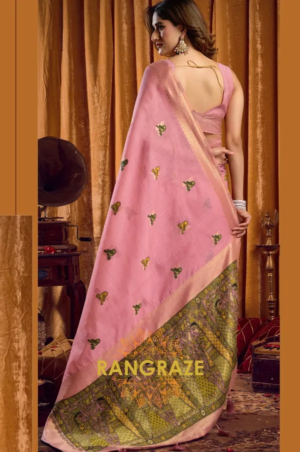 BLUSH_PINK_KHADI_BANARASI_COTTON_SAREE_WITH_RICH_BROCADE_BLOUSE