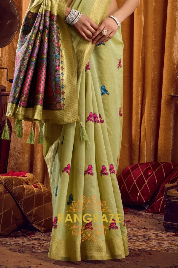 ROYAL_IVORY_KHADI_BANARASI_COTTON_SAREE_WITH_RICH_BROCADE_BLOUSE