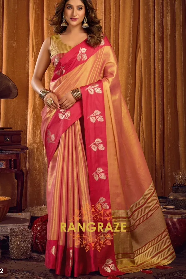 PEACH_SOFT_TISSUE_BANARASI_SILK_SAREE