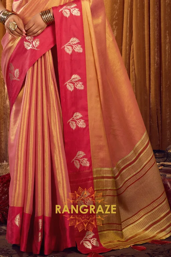 PEACH_SOFT_TISSUE_BANARASI_SILK_SAREE