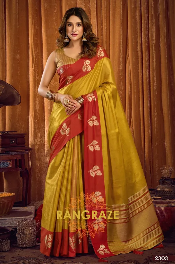 GOLDEN_SOFT_TISSUE_BANARASI_SILK_SAREE