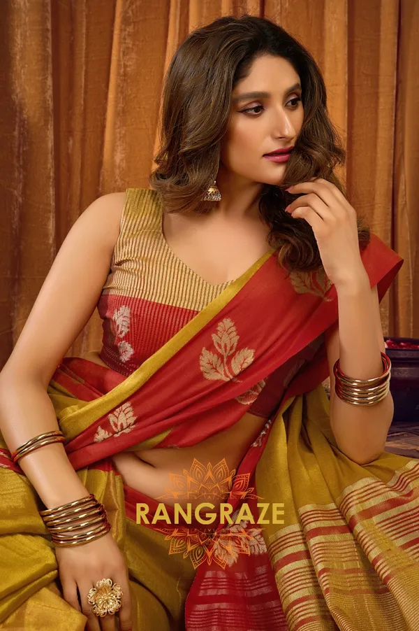 GOLDEN_SOFT_TISSUE_BANARASI_SILK_SAREE