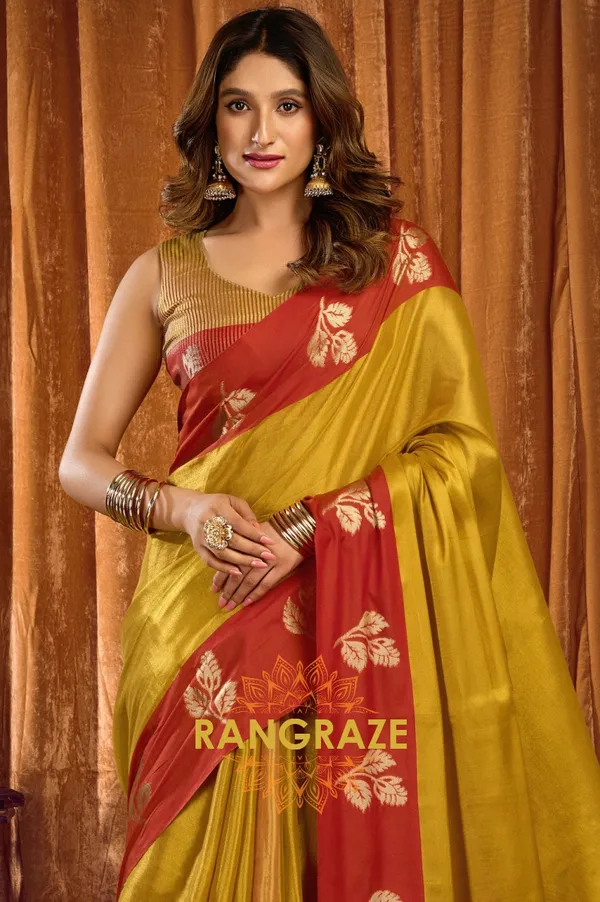 GOLDEN_SOFT_TISSUE_BANARASI_SILK_SAREE