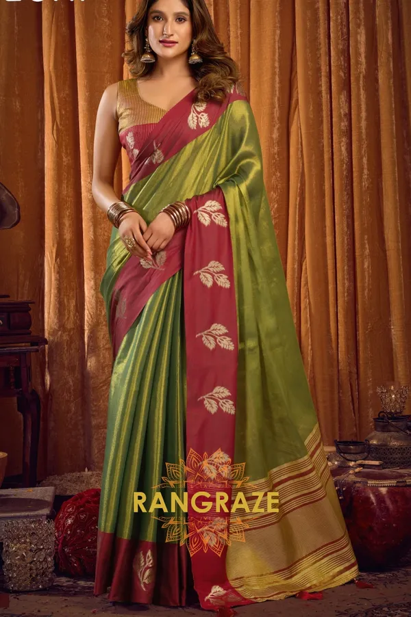 GREEN_SOFT_TISSUE_BANARASI_SILK_SAREE