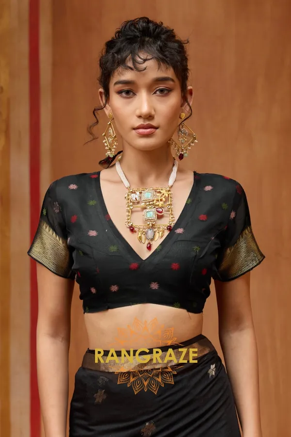 Jet_Black_Banarasi_Saree_For_Women