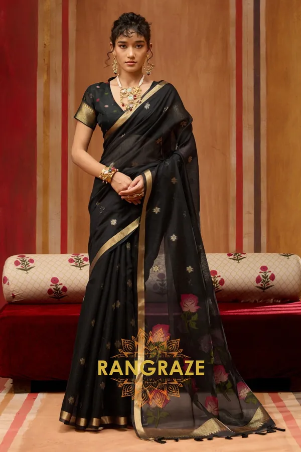 Jet_Black_Banarasi_Saree_For_Women
