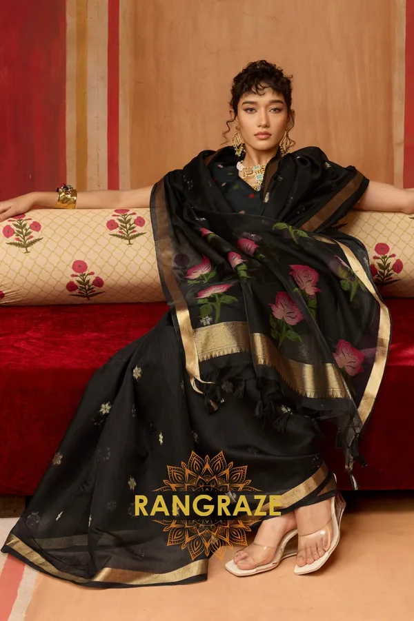 Jet_Black_Banarasi_Saree_For_Women
