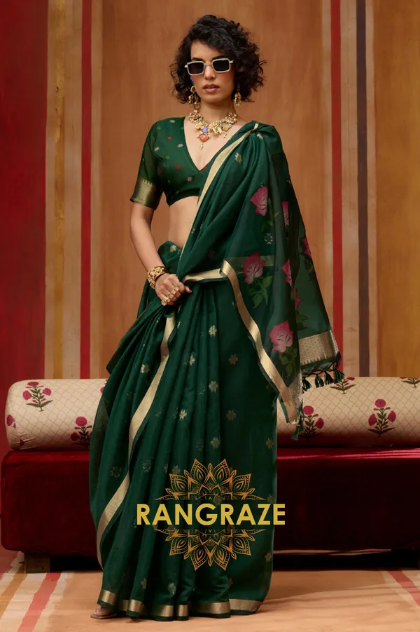 Teal_Green_Banarasi_Saree_For_Women