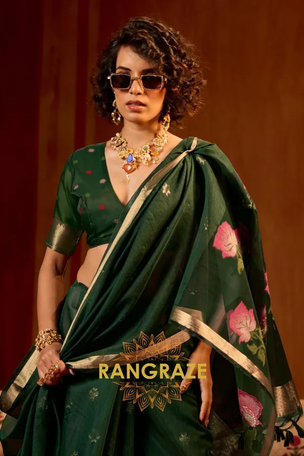 Teal_Green_Banarasi_Saree_For_Women