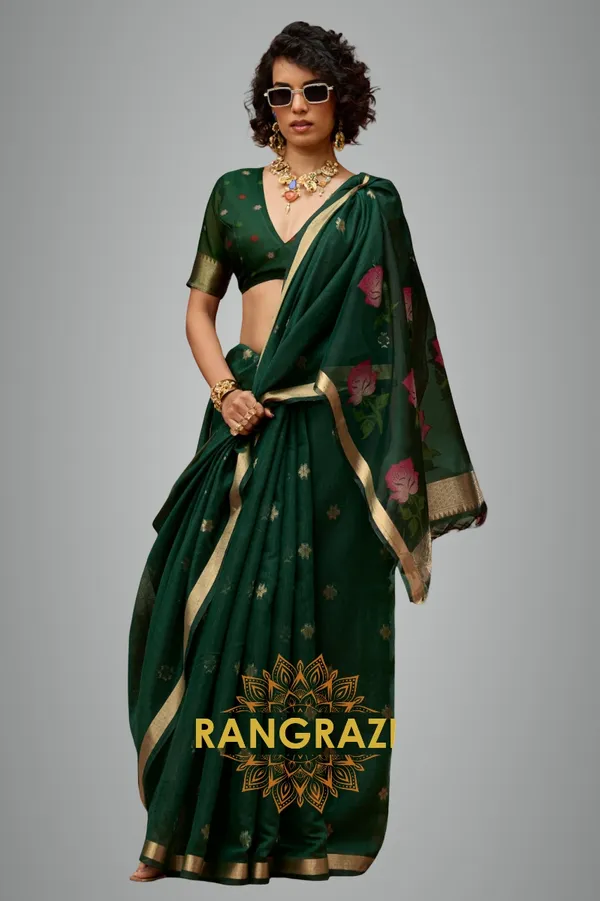 Teal_Green_Banarasi_Saree_For_Women