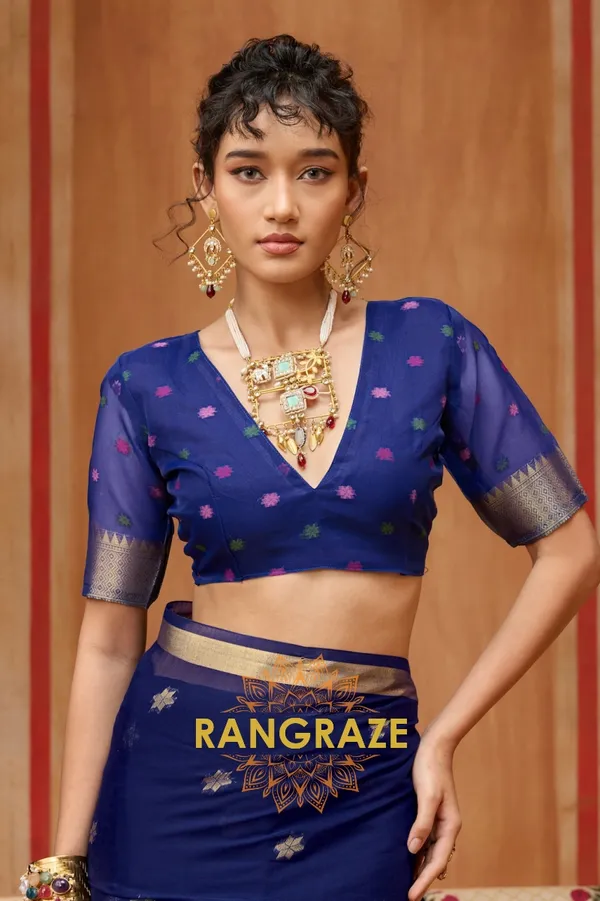Navy_Blue_Banarasi_Saree_For_Women