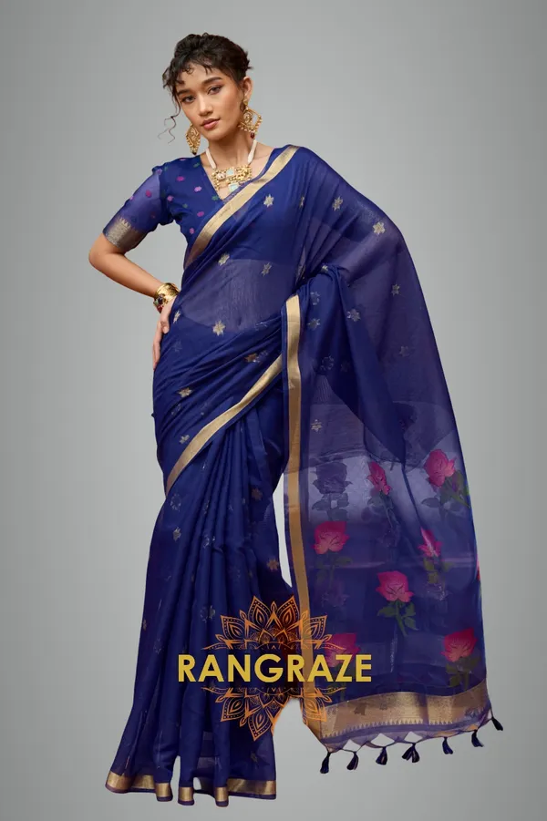Navy_Blue_Banarasi_Saree_For_Women