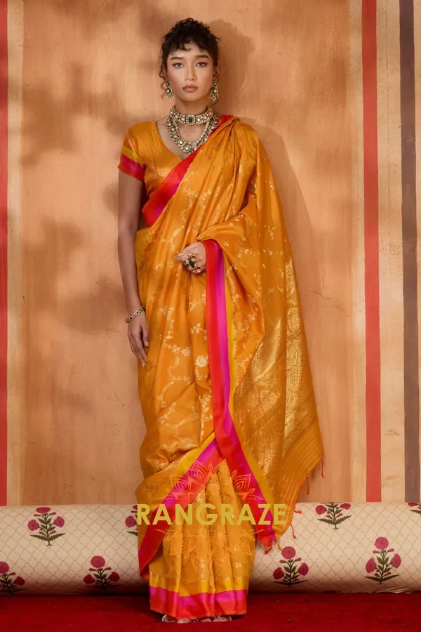 Orange_Banarasi_Saree_For_Women