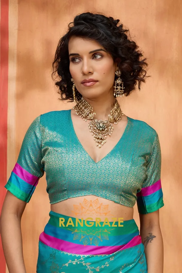Turquoise_Banarasi_Saree_For_Women