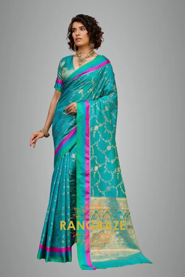 Turquoise_Banarasi_Saree_For_Women