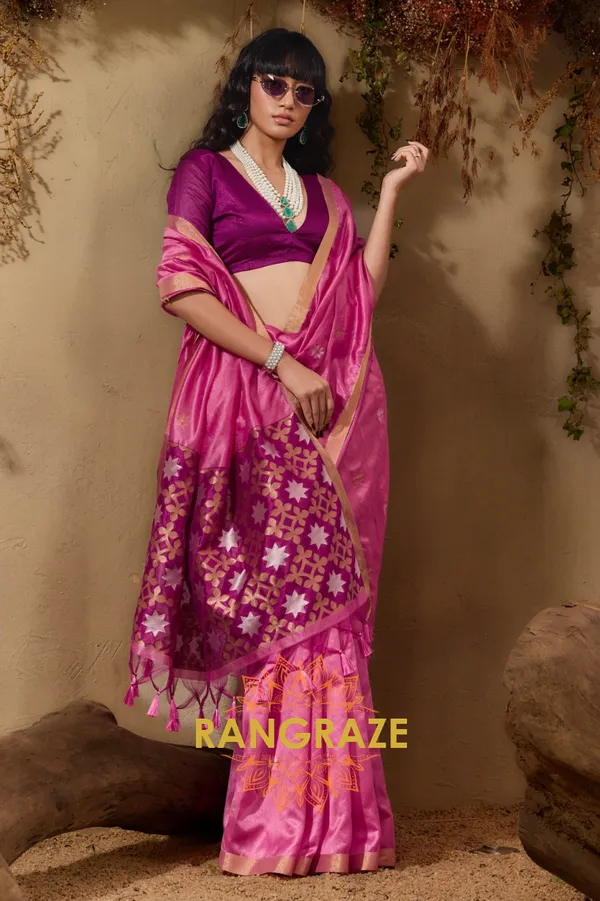 BABY_PINK_TUSSAR_SILK_HANDLOOM_PATOLA_SAREE