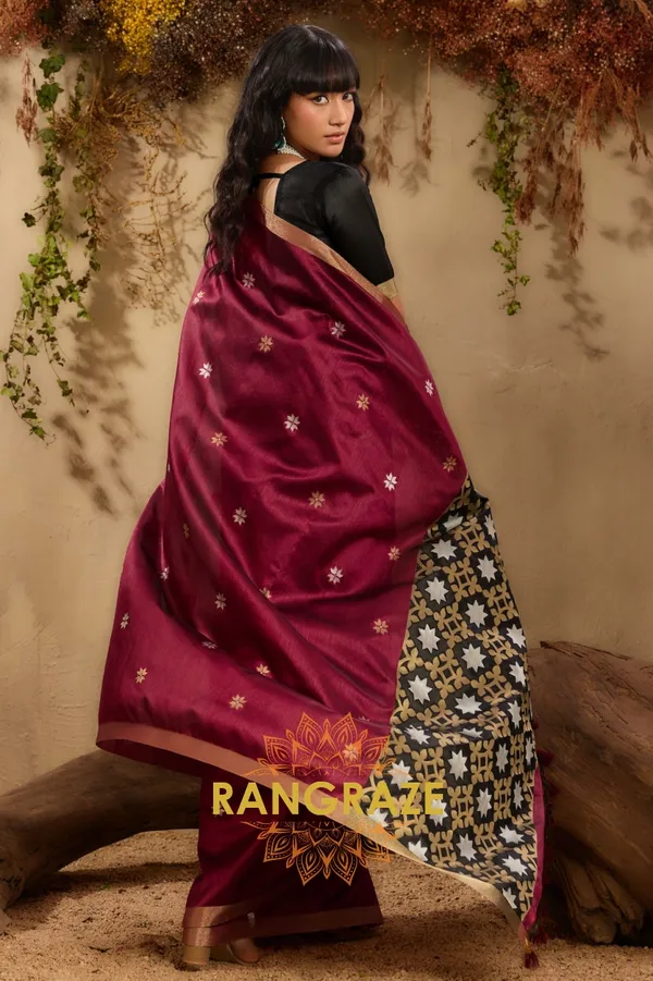 WINE_TUSSAR_SILK_HANDLOOM_PATOLA_SAREE