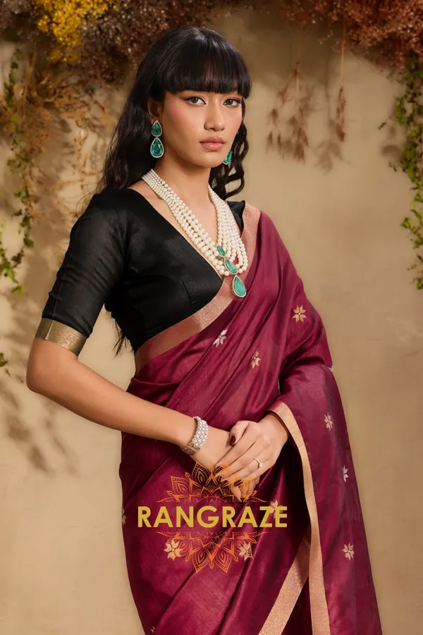 WINE_TUSSAR_SILK_HANDLOOM_PATOLA_SAREE
