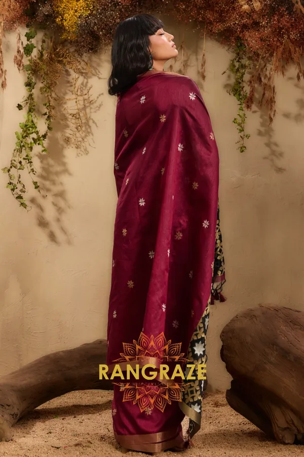 WINE_TUSSAR_SILK_HANDLOOM_PATOLA_SAREE