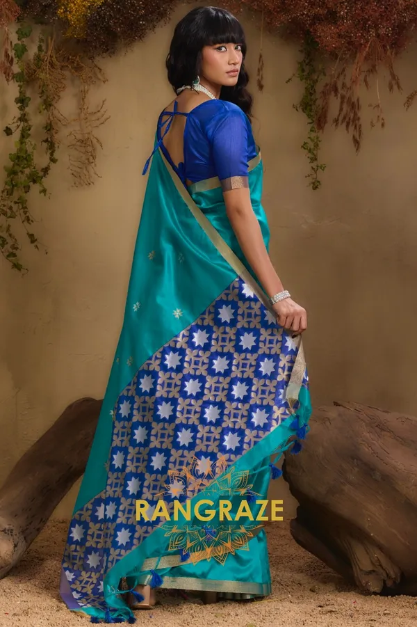 TURQUOISE_TUSSAR_SILK_HANDLOOM_PATOLA_SAREE