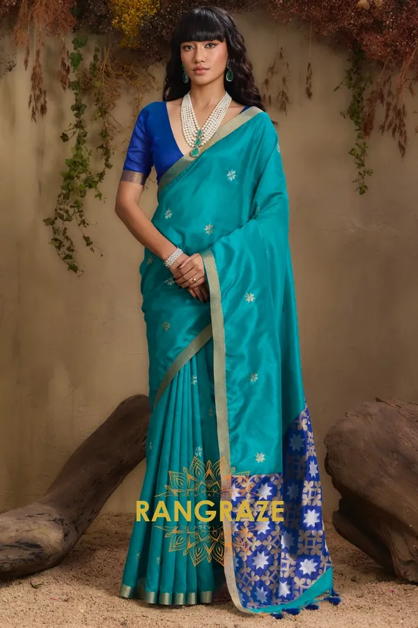 TURQUOISE_TUSSAR_SILK_HANDLOOM_PATOLA_SAREE