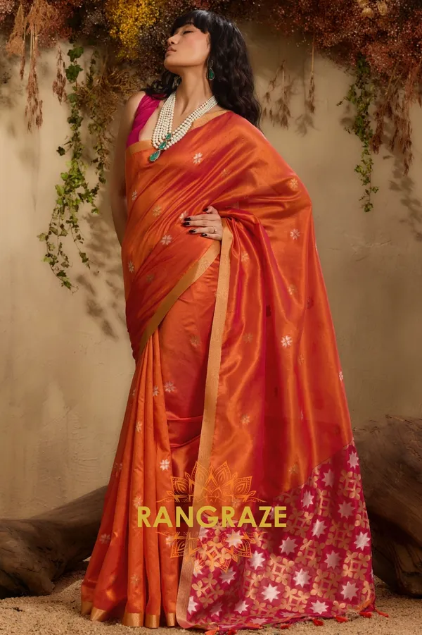 ORANGE_TUSSAR_SILK_HANDLOOM_PATOLA_SAREE