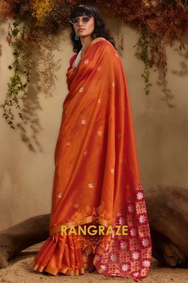 ORANGE_TUSSAR_SILK_HANDLOOM_PATOLA_SAREE