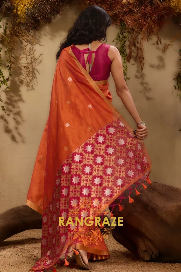 ORANGE_TUSSAR_SILK_HANDLOOM_PATOLA_SAREE