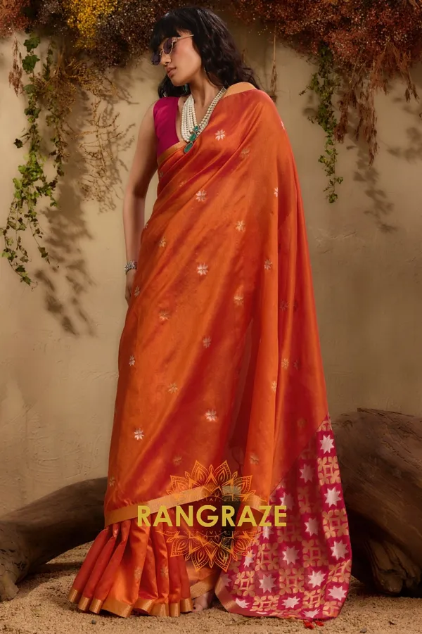 ORANGE_TUSSAR_SILK_HANDLOOM_PATOLA_SAREE