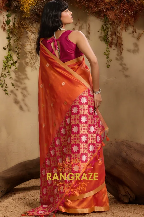 ORANGE_TUSSAR_SILK_HANDLOOM_PATOLA_SAREE