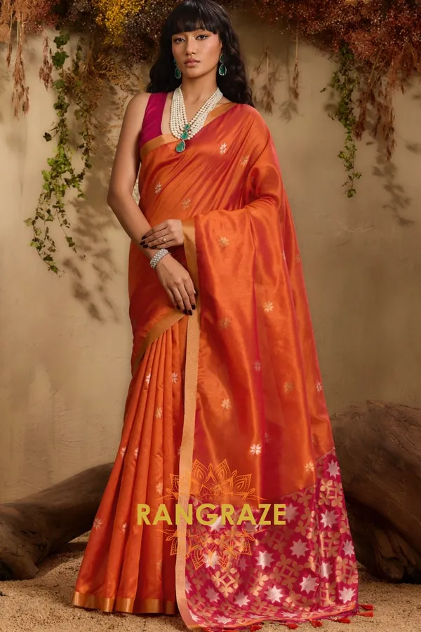 ORANGE_TUSSAR_SILK_HANDLOOM_PATOLA_SAREE
