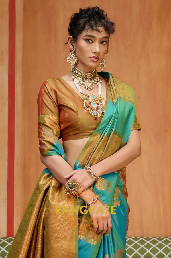 Turquoise_Banarasi_Saree_For_Women