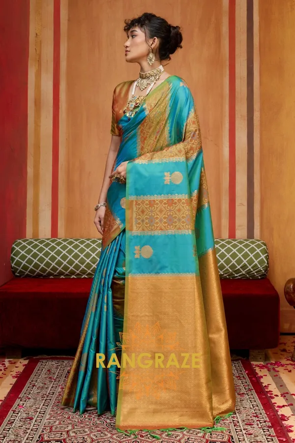Turquoise_Banarasi_Saree_For_Women
